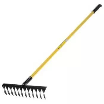 Грабли прямые, витой зуб, 12 зубцов, металлические, металлический черенок