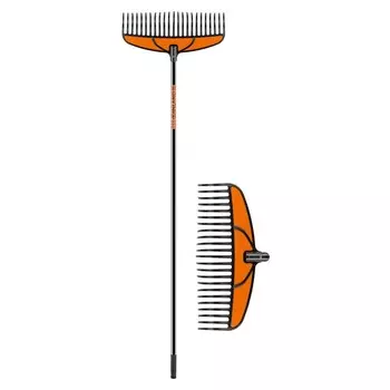 Грабли прямые, прямой зуб, 23 зубца, пластик, алюминиевый черенок