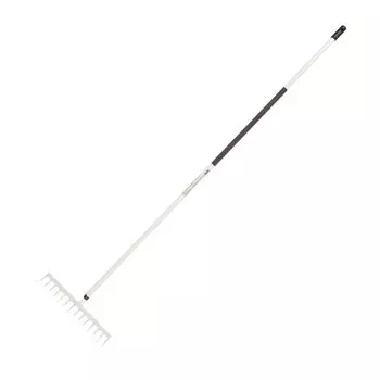 Грабли прямые, прямой зубец, 14 зубцов, металл, алюминиевый черенок