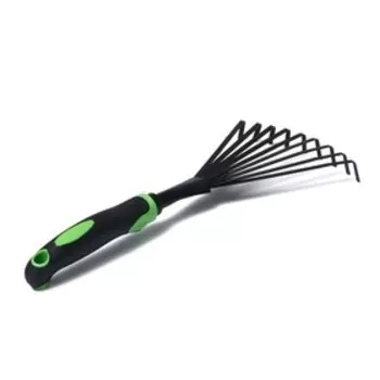 Грабли малые, веерные, пластинчатые, 9 зубцов, длина 40 см, эргономичная прорезиненная ручка, Greengo