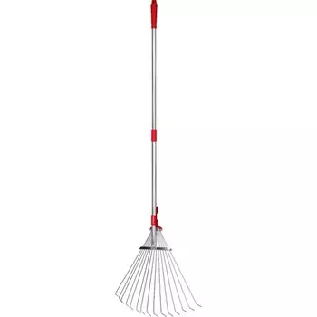 Грабли веерные, проволочные, 15 зубцов, металл, алюминиевый черенок, GRINDA