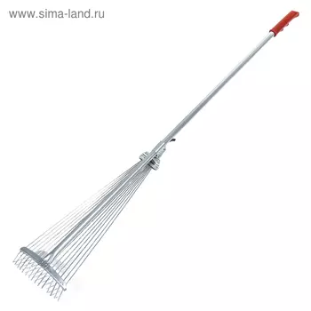 Грабли веерные, проволочные, 15 зубцов, металлические, раздвижные, металлический черенок