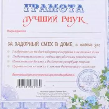 Грамота "Лучший внук"