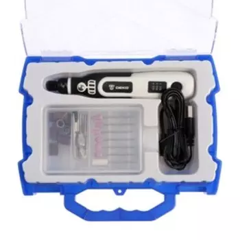 Гравер аккумуляторный DEKO DKRT3.6-Li SET, 3.6 В, 24 аксессуара, цанги 1.6/2,4 мм, кейс