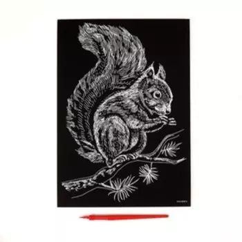 Гравюра «Белка» с металлическим эффектом «золото» А4