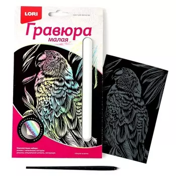 Гравюра малая «Попугай на ветке»