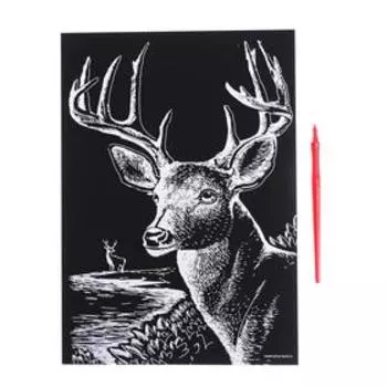 Гравюра «Олень» с металлическим эффектом золота А4