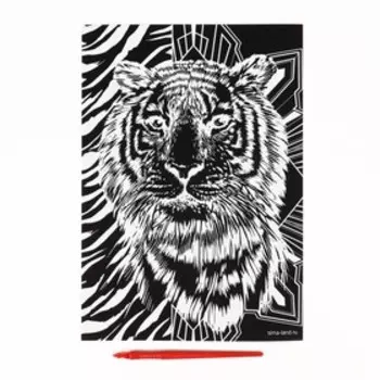 Гравюра «Тигр» с металлическим эффектом «золото», А4
