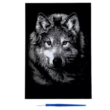 Гравюра «Волк» серебро