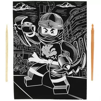 Гравюра золотая «Золотой ниндзя» 18 24 см