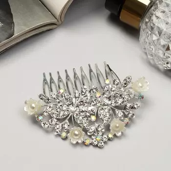 Гребень для волос QF «Сафьян», бабочки, 78 см, серебро