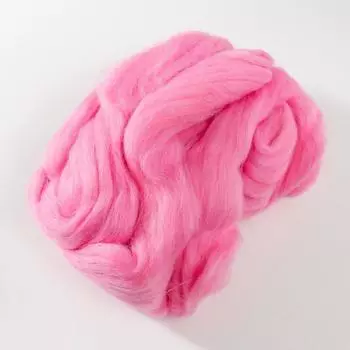 Гребенная лента 100% полутонкая шерсть 100гр (11 ярко-розовый)