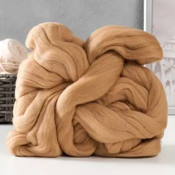 Гребенная лента 100% полутонкая шерсть 100гр (124 Песочный)