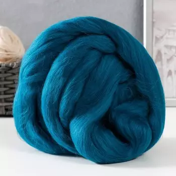 Гребенная лента 100% полутонкая шерсть 100гр (14 Морская Волна)