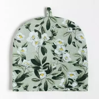 Грелка на чайник Доляна Apple flowers 28х28 см, 100% хлопок, рогожка 164 г/м2