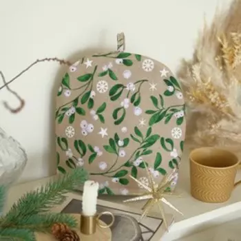 Грелка на чайник Доляна Frosty berries 28х28 см, 100% хл, рогожка 164 г/м2