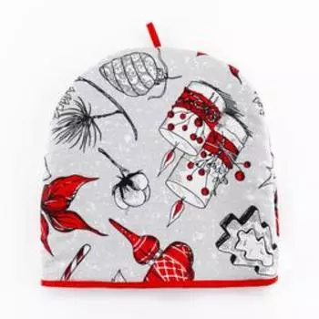 Грелка на чайник Доляна «Новогоднее настроение» 2828 см, 100% хл., 164 г/м