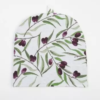 Грелка на чайник Доляна Olives 2828 см, 100% хлопок, рогожка 164 г/м