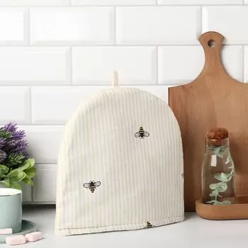 Грелка на чайник Доляна«Пчёлки» 2828 см, рогожка 164 г/м, 100% хлопок