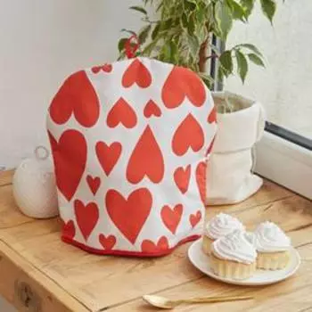 Грелка на чайник "Этель" Red hearts 28х28см, 100% хл., 190г/м2