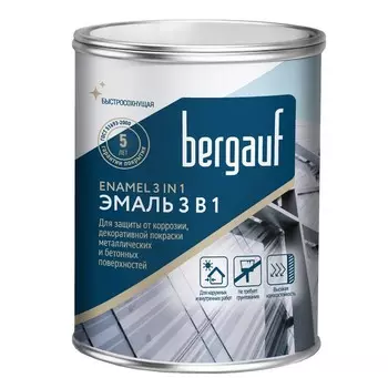 Грунт-эмаль 3 в 1 алкидно-уретановая BERGAUF белая, 0,8кг