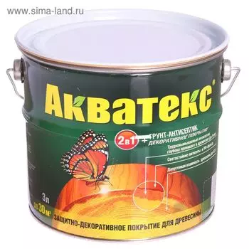 Грунт-антисептик "Акватекс", белый, 3 л
