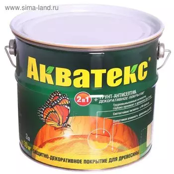 Грунт-антисептик "Акватекс", бесцветный, 3 л