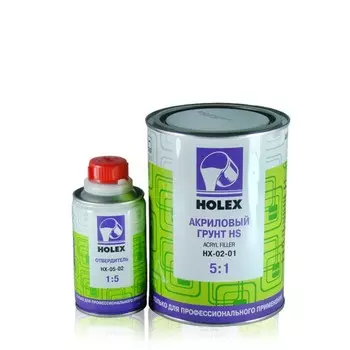 Грунт Holex акриловый, 5+1 HS, черный, без отвердителя, 0,5 л