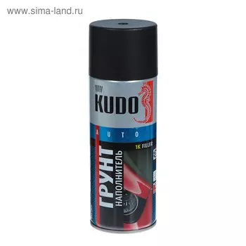 Грунт-наполнитель 1К Kudo черный, акриловый, аэрозоль, 520 мл