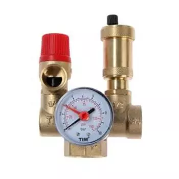 Группа безопасности TIM COMPACT JH1026-3, для котлов отопления, 3/4", установка бака, 3 бар
