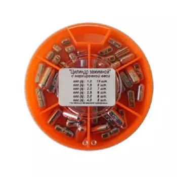 Грузила Цилиндр 6 секц. зажимной с маркировкой веса 1,0-4,0г 089 набор