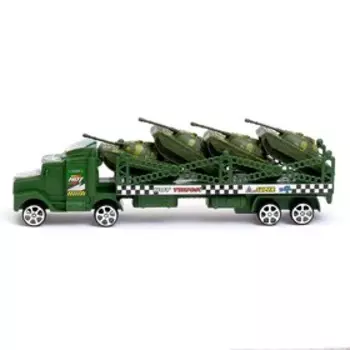 Грузовик инерционный «Военный автовоз» с 4 танками, в пакете