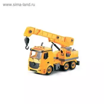 Грузовик-конструктор с подъёмным краном, фрикционный, свет/звук, 1:12