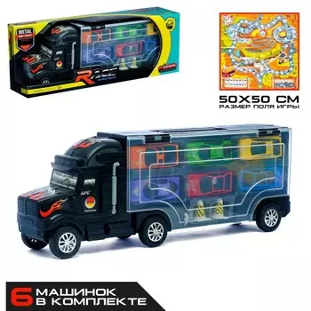 Грузовик - автовоз «Перевозчик», набор металлических машинок 6 шт. + игра