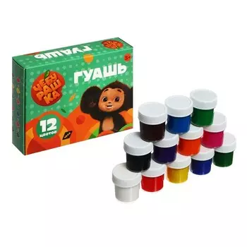 Гуашь 12 цветов 17.5 мл, «Мульти-Пульти. Чебурашка», картон