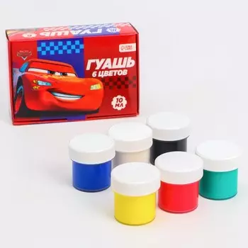 Гуашь 6 цветов по 10 мл, «Тачки»