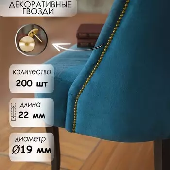 Гвозди ТУНДРА, декоративные, обивочные, 1922 мм, золото, 200 шт.