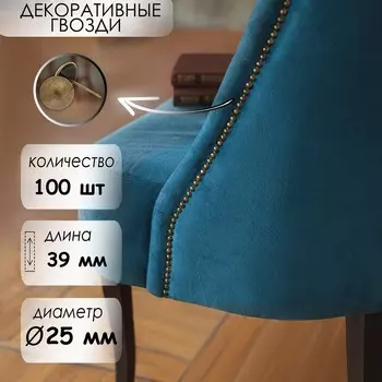 Гвозди ТУНДРА, декоративные, обивочные, 2539 мм, бронза, 100 шт.