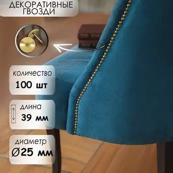 Гвозди ТУНДРА, декоративные, обивочные, 2539 мм, золото, 100 шт.