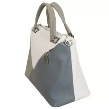 H-8192 Сумка тоут, отдел на молнии, цвет белый/голубой 29х23х13см