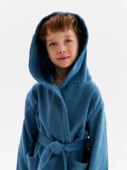 Халат детский «Экономь и Я», размер 32, хлопок 100%, морская волна