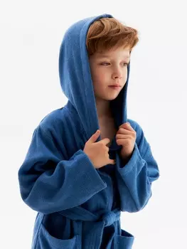 Халат детский «Экономь и Я», размер 32, хлопок 100%, синий