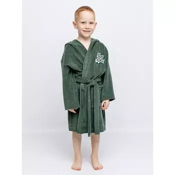Халат детский махровый, рост 104 см, цвет хаки