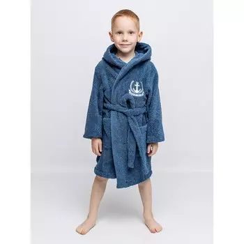 Халат детский махровый, рост 146 см, цвет индиго