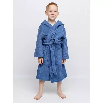 Халат детский махровый, рост 158 см, цвет синий