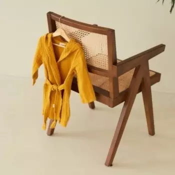 Халат детский муслиновый LoveLife (2 года, рост 92-98 см), горчичный, 100% хлопок, 235 г/м