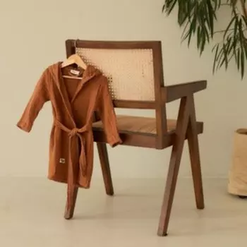 Халат детский муслиновый LoveLife (6 лет, рост 116-122 см), цвет корицы, 100% хлопок, 235 гр/м2