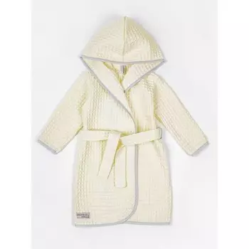 Халат детский с капюшоном Waffle, рост 122-128 см, цвет молочный