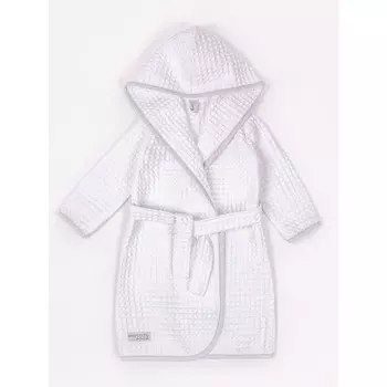 Халат детский с капюшоном WAFFLE, рост 98-104 см, цвет белый