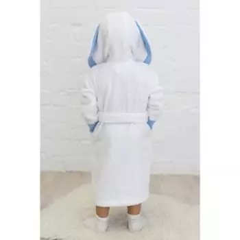Халат детский «Зайчик», рост 110 см, белый+голубой, махра